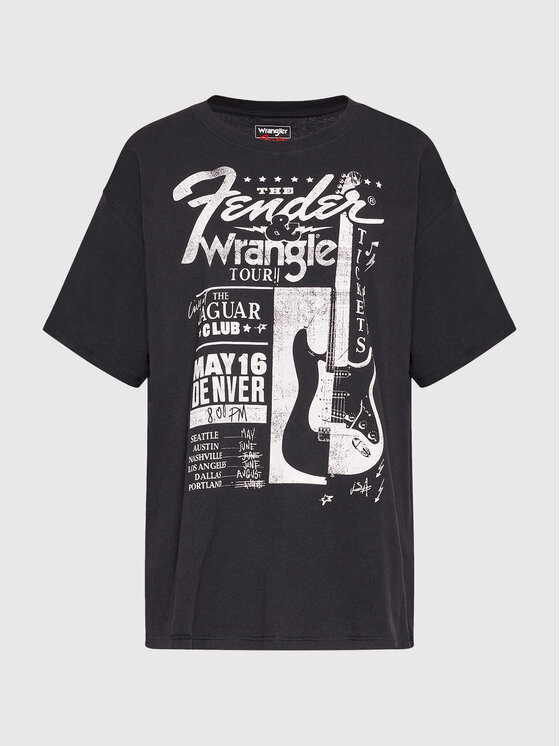 Wrangler Wrangler T-Shirt FENDER W7FGGFXV6 Czarny Oversize