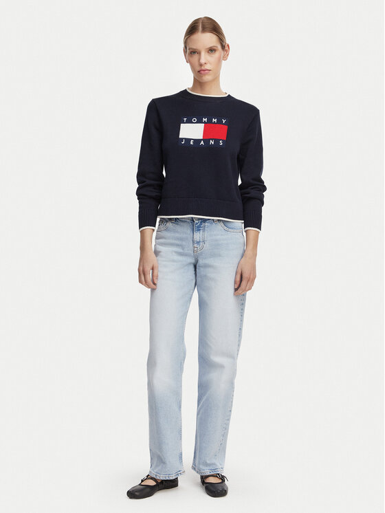 Tommy Jeans Tommy Jeans Sweater Intarsia Flag Badge DW0DW22316 Sötétkék Relaxed Fit