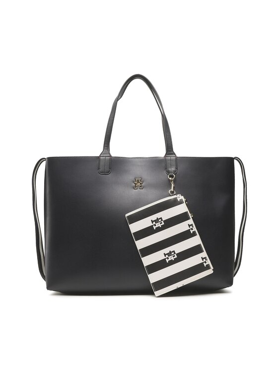 Tommy Hilfiger Geantă Iconic Tommy Tote Solid Stripe AW0AW14767 Bleumarin !Solid imagine noua