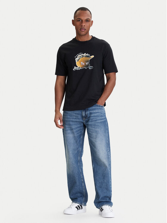 adidas adidas T-Shirt Snack Popcorn Graphic KD3928 Czarny Regular Fit