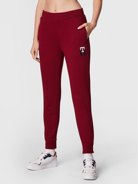 Tommy Hilfiger Tommy Hilfiger Spodnji del trenirke Monogram WW0WW37435 Bordo rdeča Regular Fit