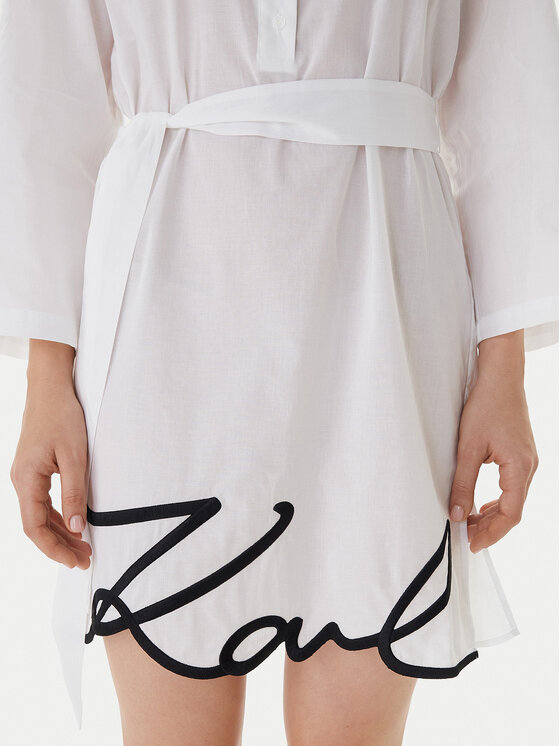 KARL LAGERFELD KARL LAGERFELD Obleka za na plažo A2W46075 Bela Regular Fit
