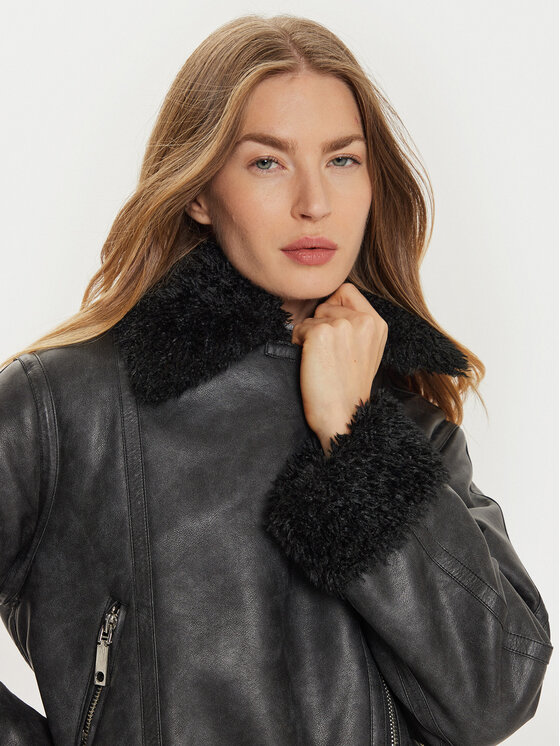 MAX&Co. MAX&Co. Μπουφάν δερμάτινο 2426086074200 Μαύρο Regular Fit