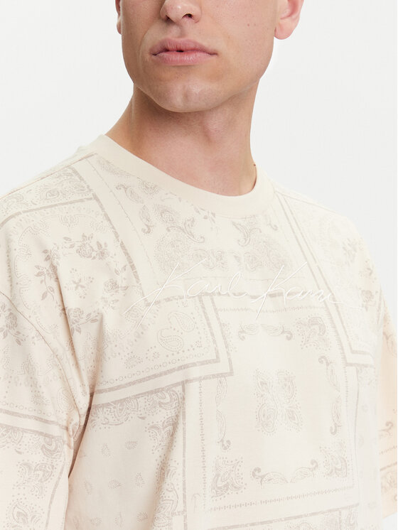 Karl Kani Karl Kani Tričko Small Signature Paisley PD00005342 Béžová Relaxed Fit