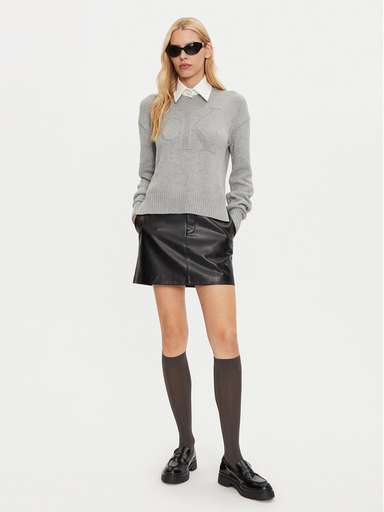 Calvin Klein Jeans Calvin Klein Jeans Dirbtinės odos sijonas J20J224190 Juoda Regular Fit