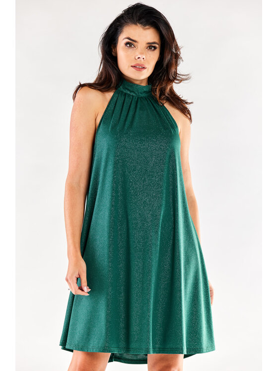 Awama Awama Večerné šaty A556 Zelená Basic Fit
