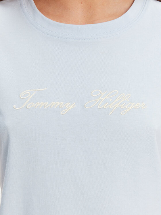 Tommy Hilfiger Tommy Hilfiger Marškinėliai Script WW0WW45746 Žydra Regular Fit