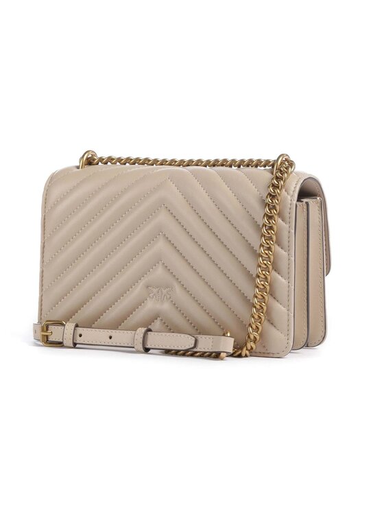 PINKO PINKO Borsetta Beige Calf Leather Bos Taurus Shoulder Bag Beige