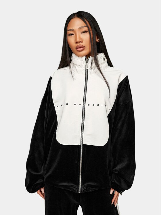 MADE BY SOCIETY MADE BY SOCIETY Kurtka anorak Hanorac catifea - H26748 Czarny Basic Fit