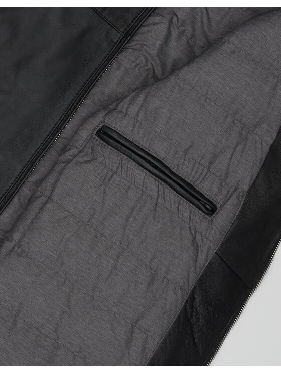 Borgio Borgio Kurtka skórzana salandra_c Czarny Slim Fit