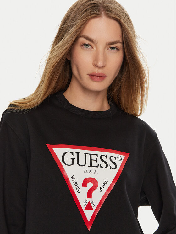 Guess Guess Bluza W2YQ16 KBA11 Czarny Regular Fit