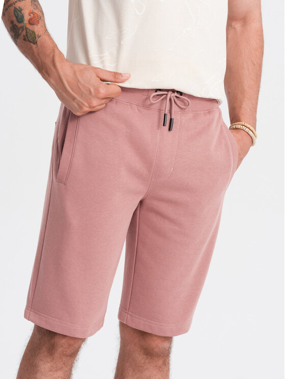Ombre Ombre Šortky z materiálu OM-SRBS-0149 Růžová Regular Fit