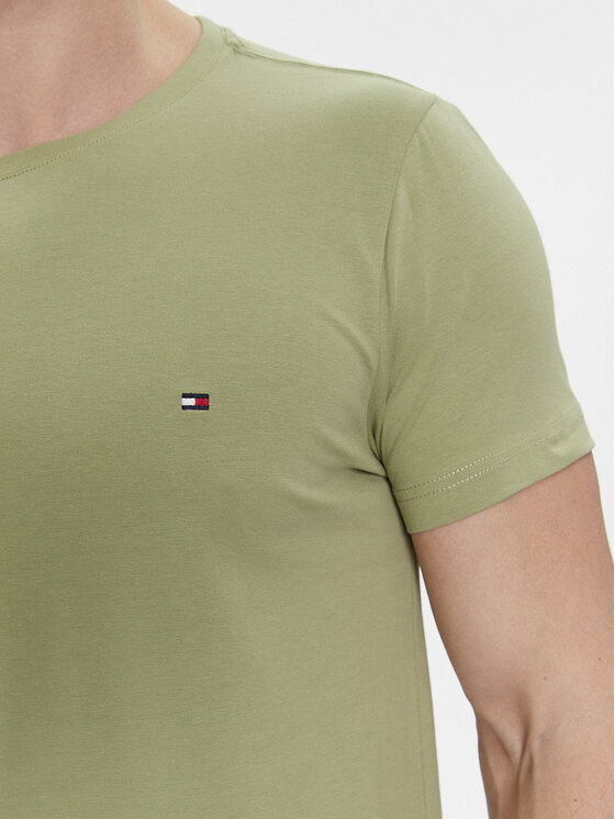 Tommy Hilfiger Tommy Hilfiger Tričko Stretch Slim Fit Tee MW0MW10800 Zelená Slim Fit