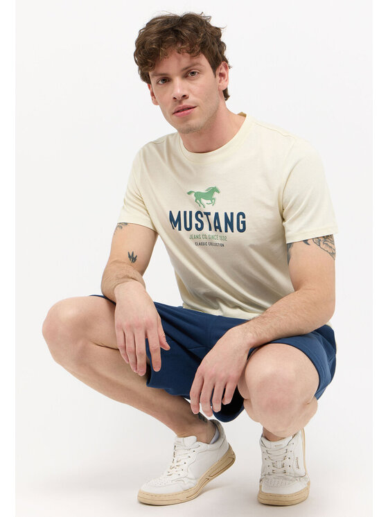 Mustang Mustang T-Shirt AUSTIN Beżowy Regular Fit