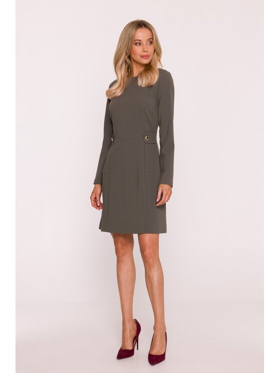 Stylove Stylove Sukienka wieczorowa S419 Khaki A-Line Fit