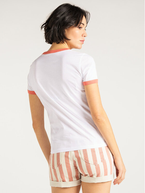 Lee Lee T-Shirt Ringer L40PEPLJ 112108662 Biały Slim Fit