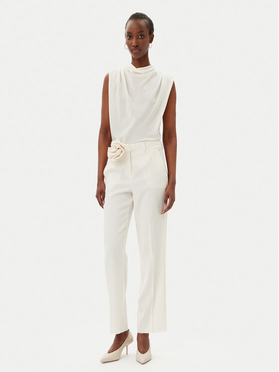 Marella Marella Pantaloni din material Lello 2513131152200 Alb Regular Fit