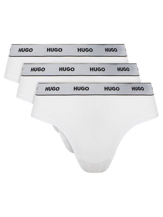 HUGO Set 3 perechi de chiloți de damă clasici Triplet Pack Briefs 50545694 Alb
