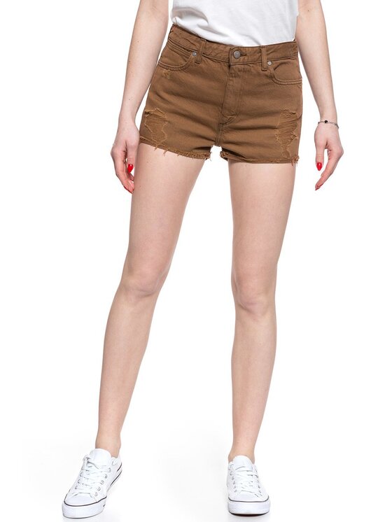 Wrangler Wrangler Szorty jeansowe THE SHORT Brązowy Regular Fit