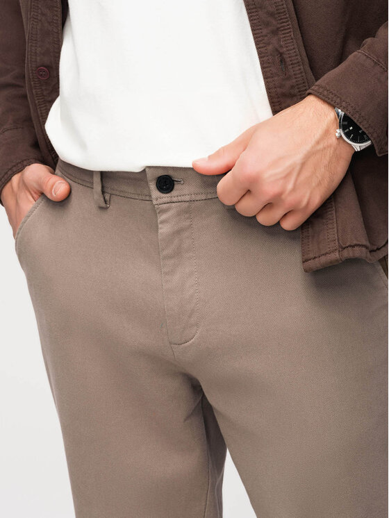 Ombre Ombre Chinosy OM-PACP-0294 Szary Slim Fit