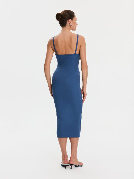 Nudyess Nudyess Sukienka codzienna Alex z prążka Niebieski Slim Fit