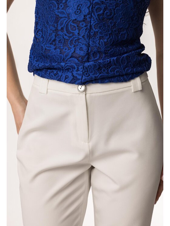 QUIOSQUE QUIOSQUE Dámske nohavice 3UF002 Biela Regular Fit