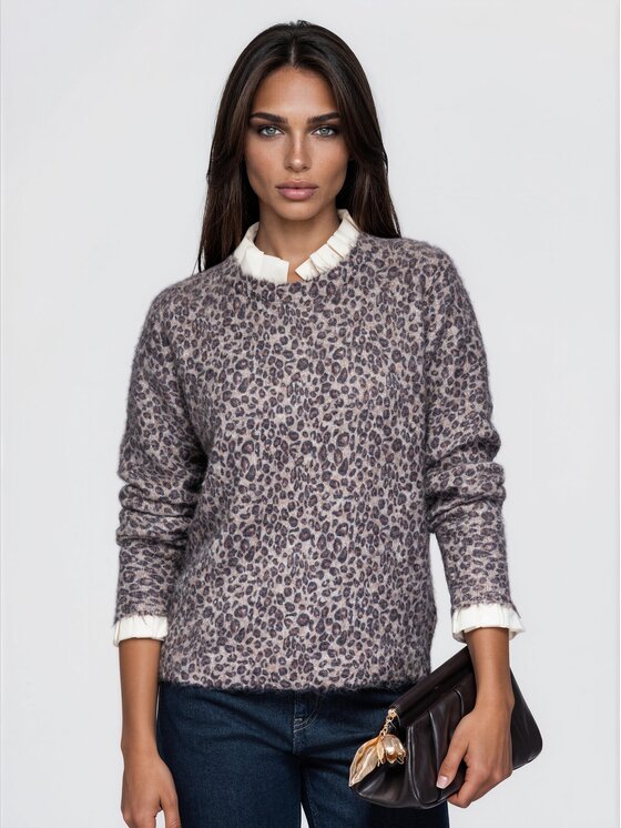 Ombre Ombre Svetr OW-SW-E0067 Béžová Relaxed Fit