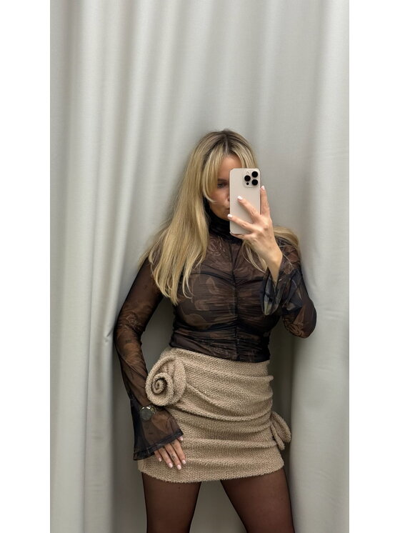 Magda Matyja Magda Matyja Spódnica mini SABIA SKIRT Beżowy Fitted Fit