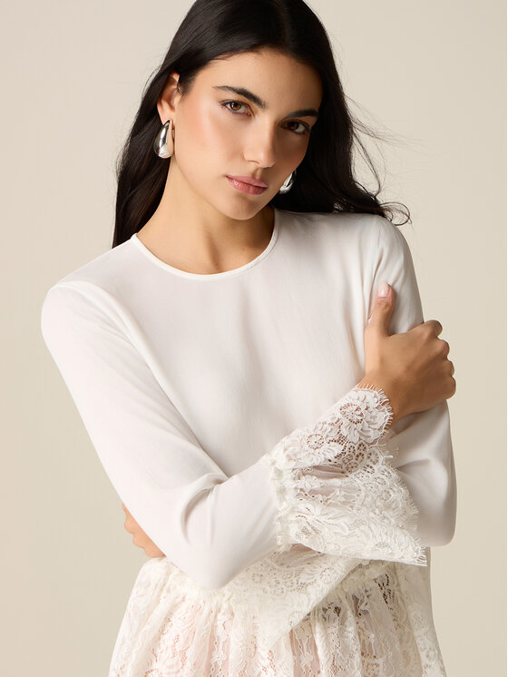 Oltre Oltre Bluzka 2512R003083N011 Biały Regular Fit