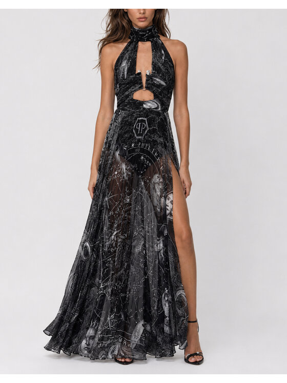 PHILIPP PLEIN PHILIPP PLEIN Sukienka wieczorowa 31403 Czarny Regular Fit