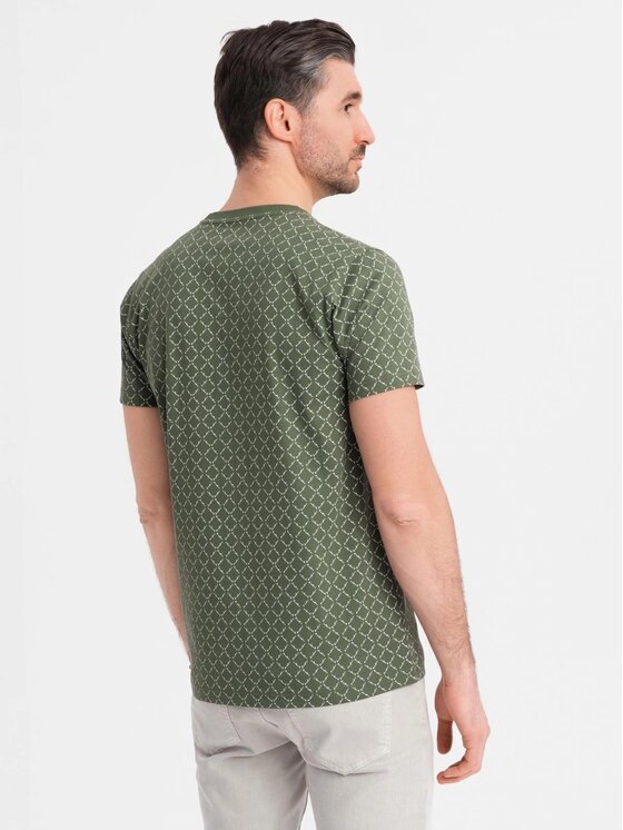 Ombre Ombre T-Shirt OM-TSFP-0250 Zielony Regular Fit