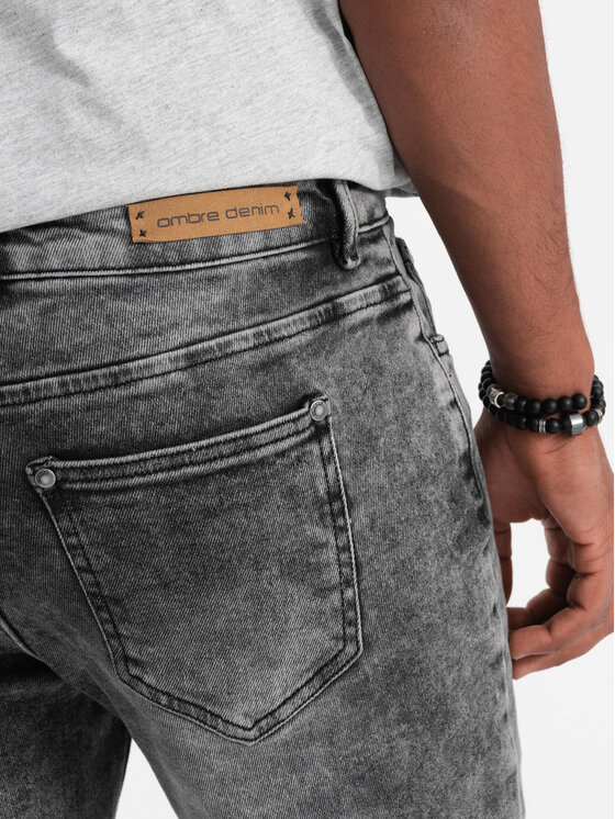 Ombre Ombre Jeansy OM-PADP-0110 Šedá Slim Fit