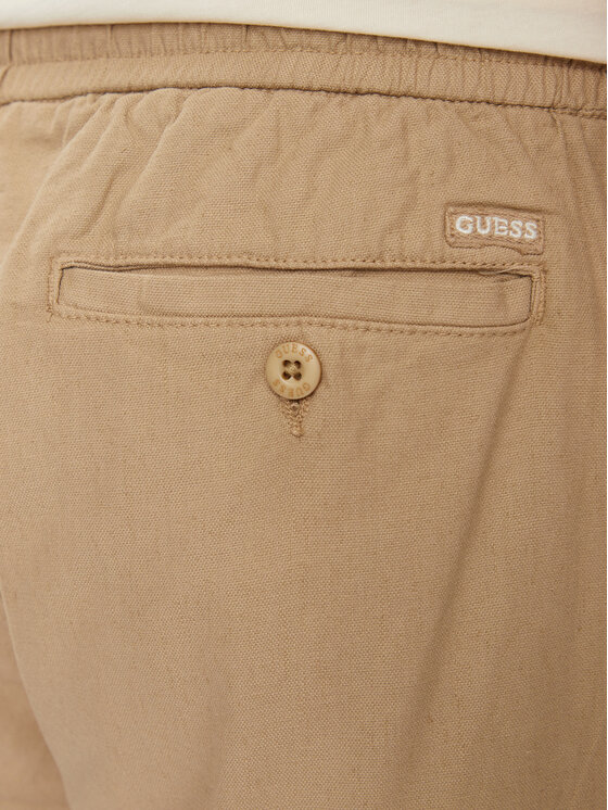Guess Guess Szorty materiałowe Mick M4GD02 WFBXA Khaki Regular Fit