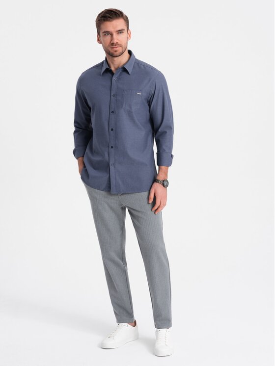 Ombre Ombre Kalhoty z materiálu OM-PACP-0158 Šedá Chino Fit