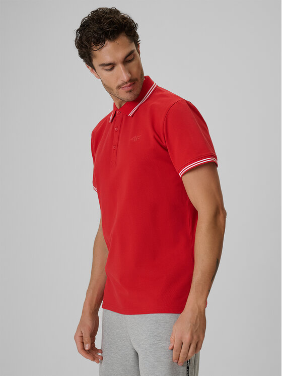 4F 4F Polo STREFA KIBICA Czerwony Regular Fit