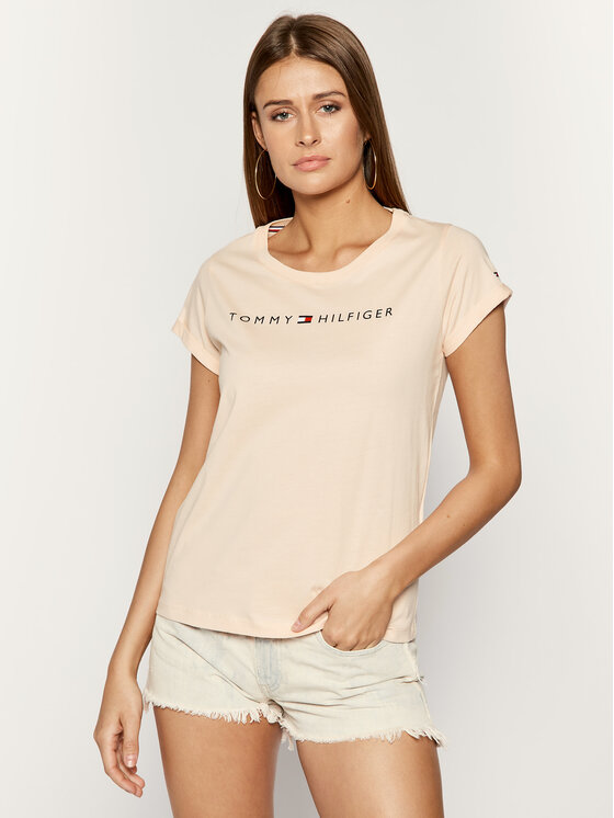 Tommy Hilfiger Tommy Hilfiger Marškinėliai Rn Tee Ss Logo UW0UW01618 Oranžinė Regular Fit