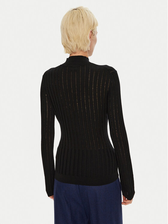 BOSS Boss Bluză cu gât Fatirami 50523736 Negru Slim Fit