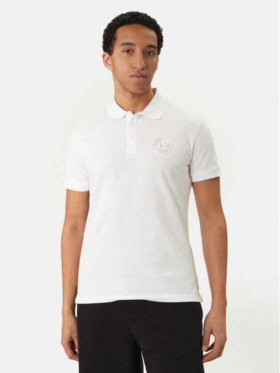 Versace Jeans Couture Tricou polo 80GAGT19 CJ01T Alb Regular Fit
