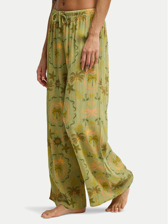 Billabong Billabong Riidest püksid Beach Spirit EBJNP00141 Roheline Wide Leg