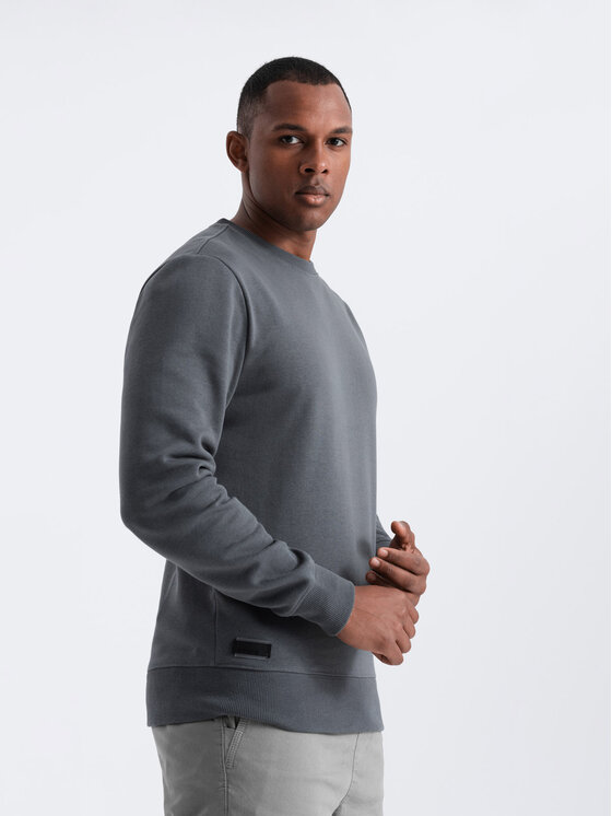 Ombre Ombre Mikina OM-SSBN-0159 Šedá Regular Fit