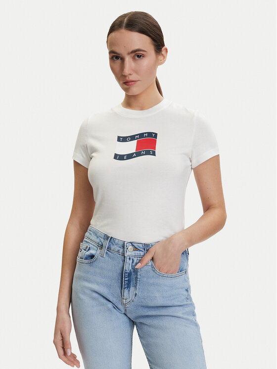 Tommy Jeans Tommy Jeans Tričko DW0DW22781 Écru Regular Fit