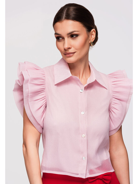 Ombre Ombre Koszula OW-SH-E0037 Różowy Slim Fit