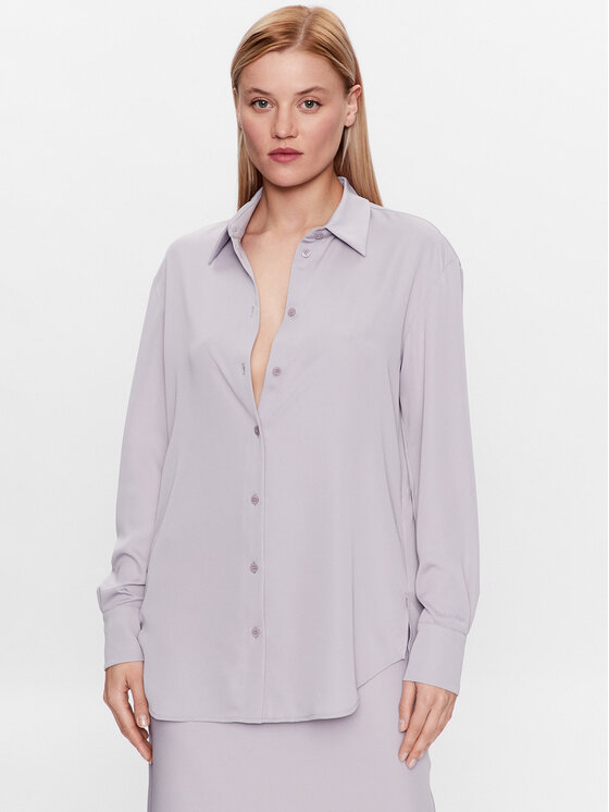 Calvin Klein Cămașă K20K205682 Violet Relaxed Fit Bluzițe imagine noua