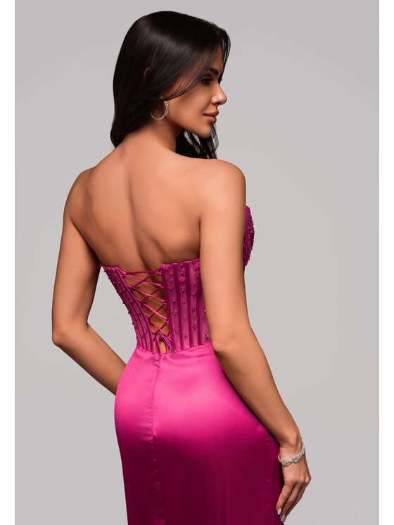 Ombre Ombre Sukienka wieczorowa LA-OM-DLR157 Różowy Regular Fit