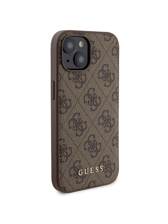Guess Guess Zestaw prezentowy etui do iPhone 15 + powerbank 4G Metal Logo Brązowy