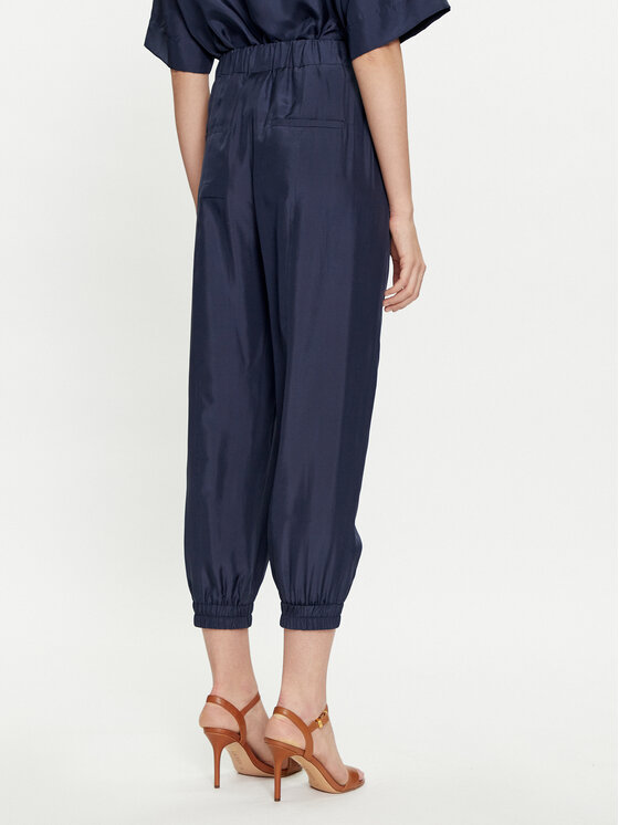 Marella Marella Kalhoty z materiálu Galoppo 2413131095 Tmavomodrá Relaxed Fit