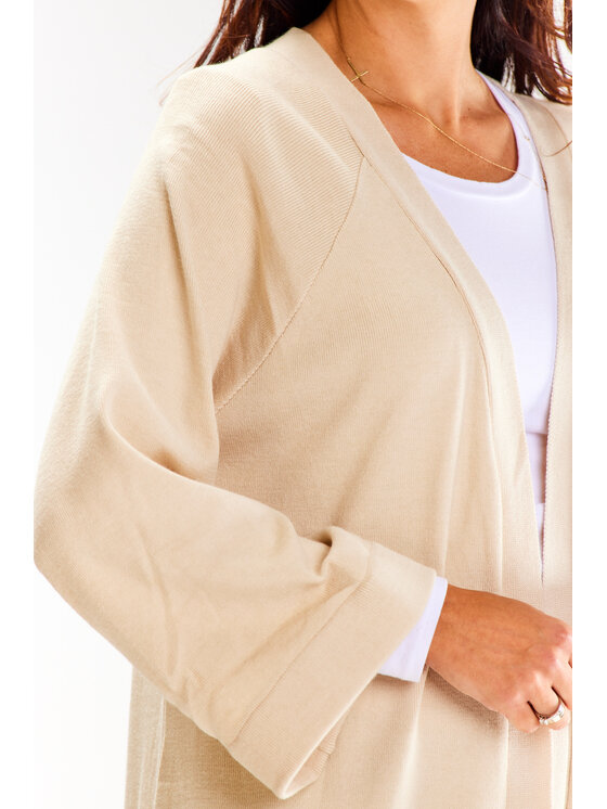 Awama Awama Kardigan A617 Beżowy Basic Fit