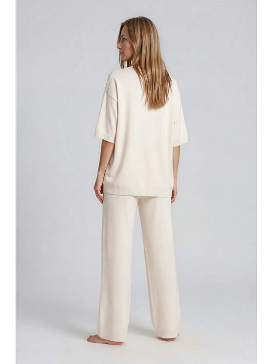 Fobya Fobya Bluzka F3013 Kremowy Basic Fit