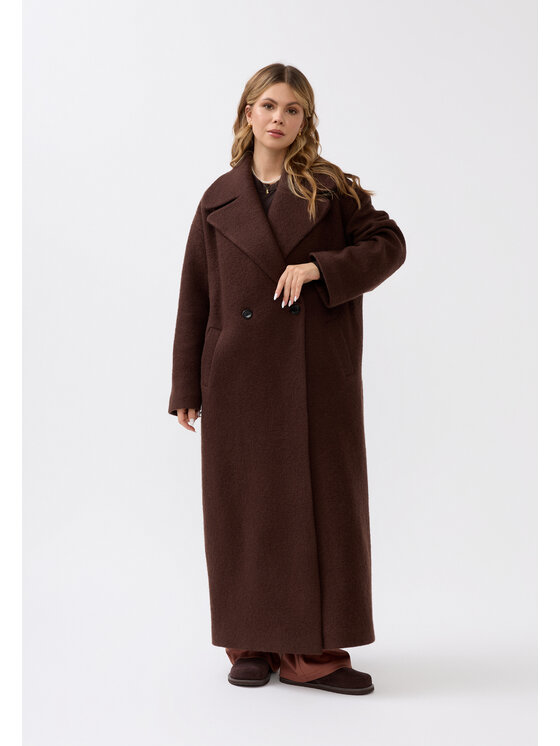 Mirons Mirons Płaszcz wełniany Soft Brązowy Oversize
