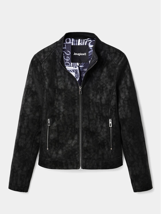 Desigual Desigual Jakna od imitacije kože Detroit 23SWEW02 Crna Regular Fit